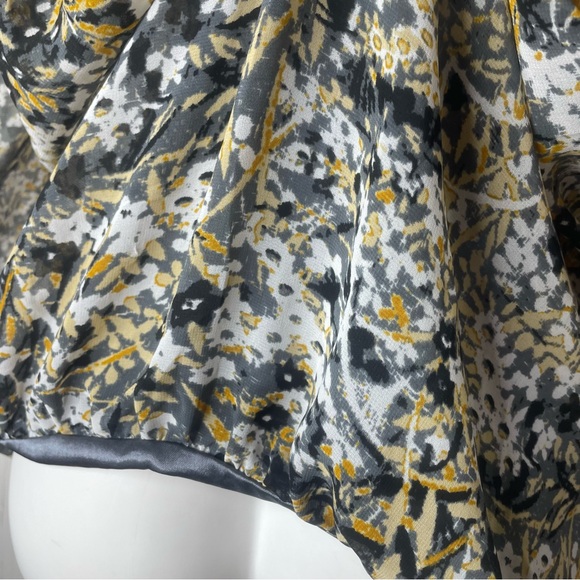 Vero Moda Dress Top Large Blouse Ruched Sleeves Black Gray Yellow Bubble Hem - Picture 8 of 10